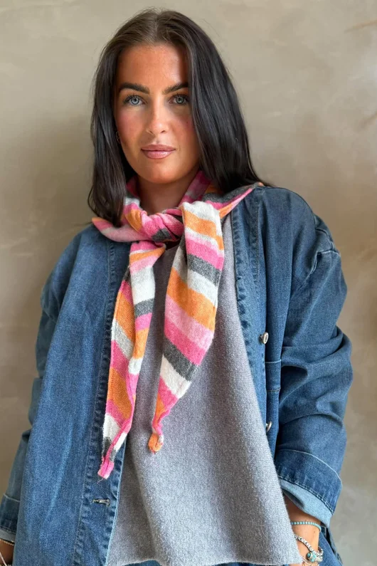 Jonti Stripe Knit Neckerchief Scarf 7